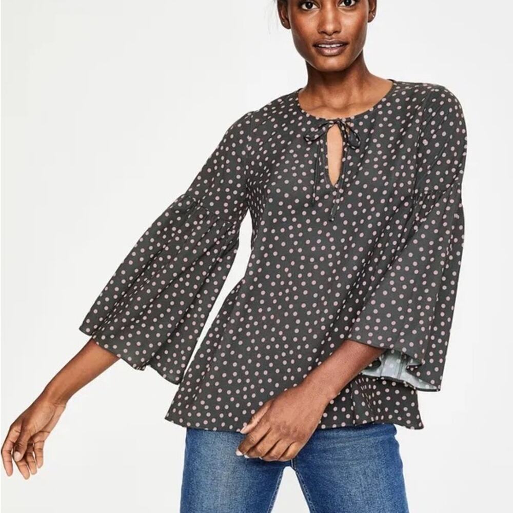 Boden Boho Sleeve Top Polka Dot Bell Sleeve 6